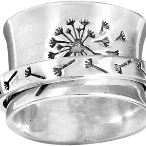 Silver Dandelion Spinner Ring